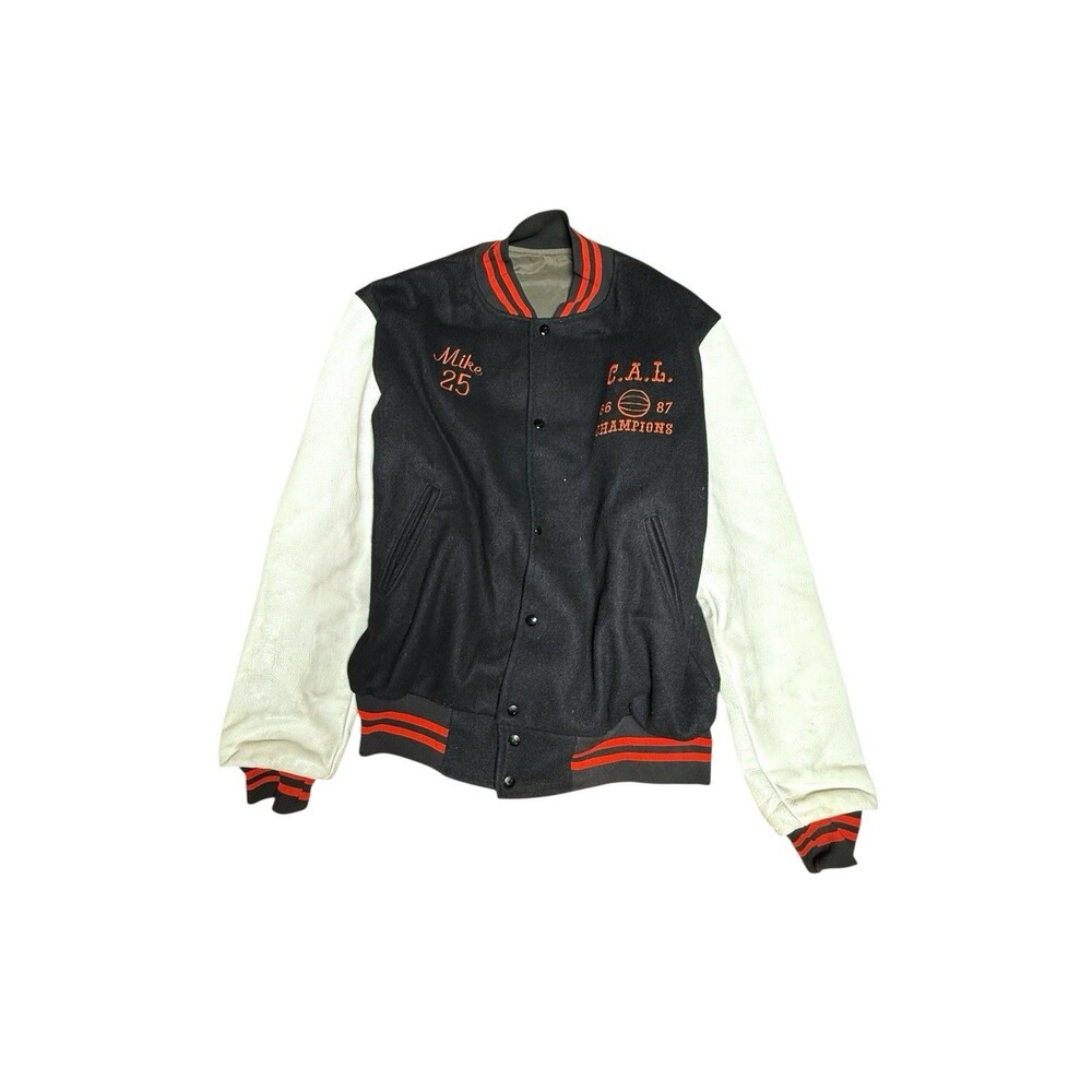 Vintage 80s Letterman’s varsity Jacket Ipswich Massachusetts 42 Leather Wool‎